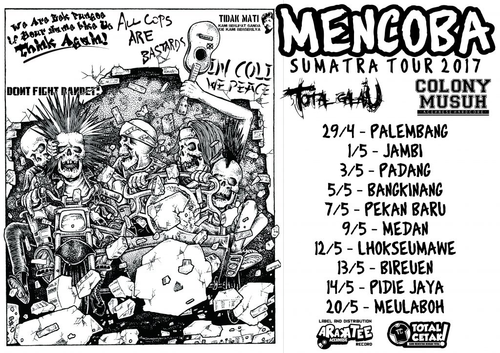 Aceh HC/Punk band Total Galau & Colony Musuh announce Sumatra-Indonesia tour